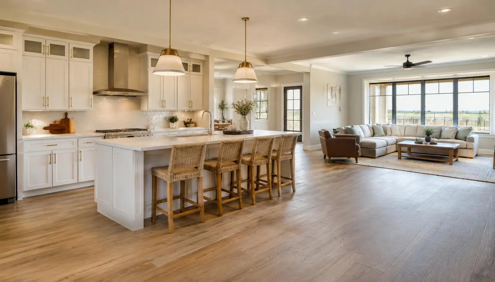 Modern kitchen with beautiful flooring